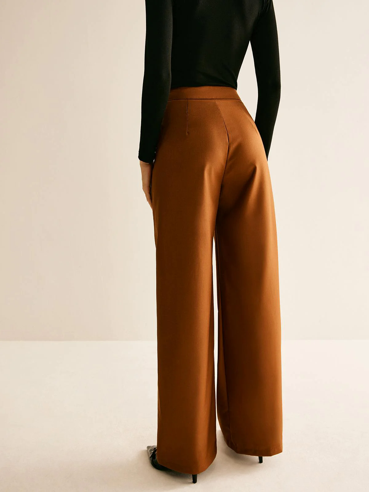 Asymmetrical Mid-Waist Straight Pants