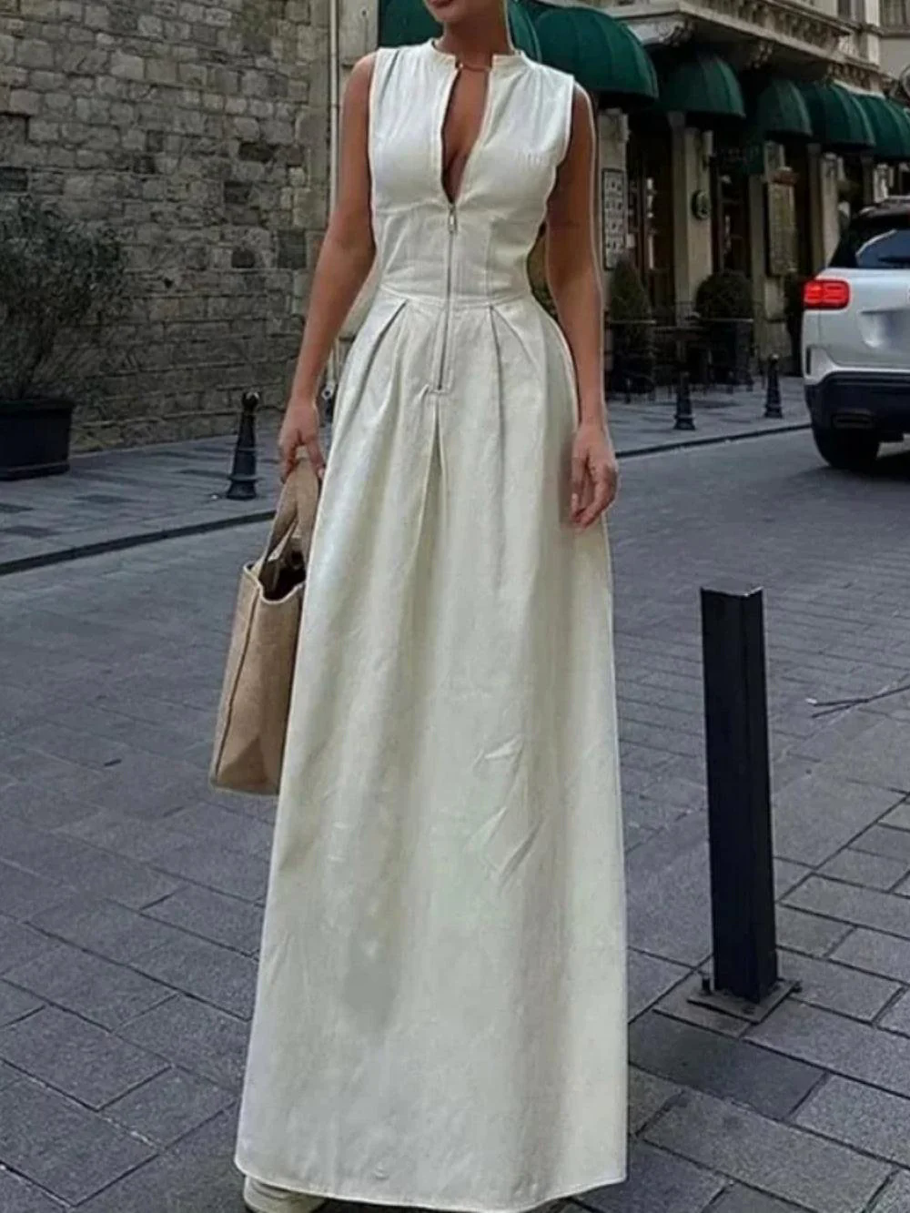 Sleeveless High Waist Dress