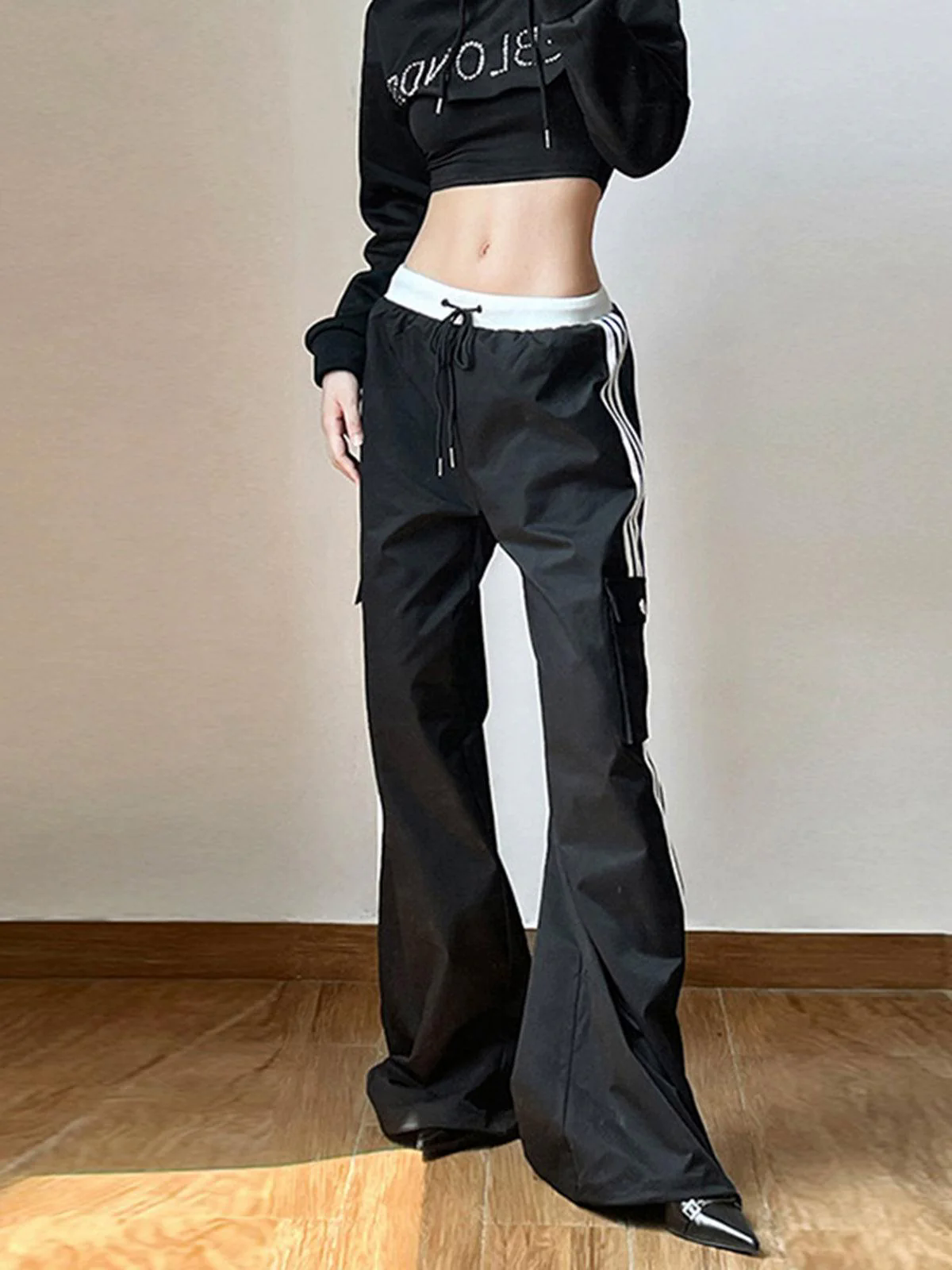 Striped Patchwork Drawstring Pants