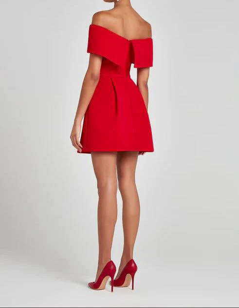 Elegant Evening Lapel Bandeau Removable Belt Pocketed Mini Dress