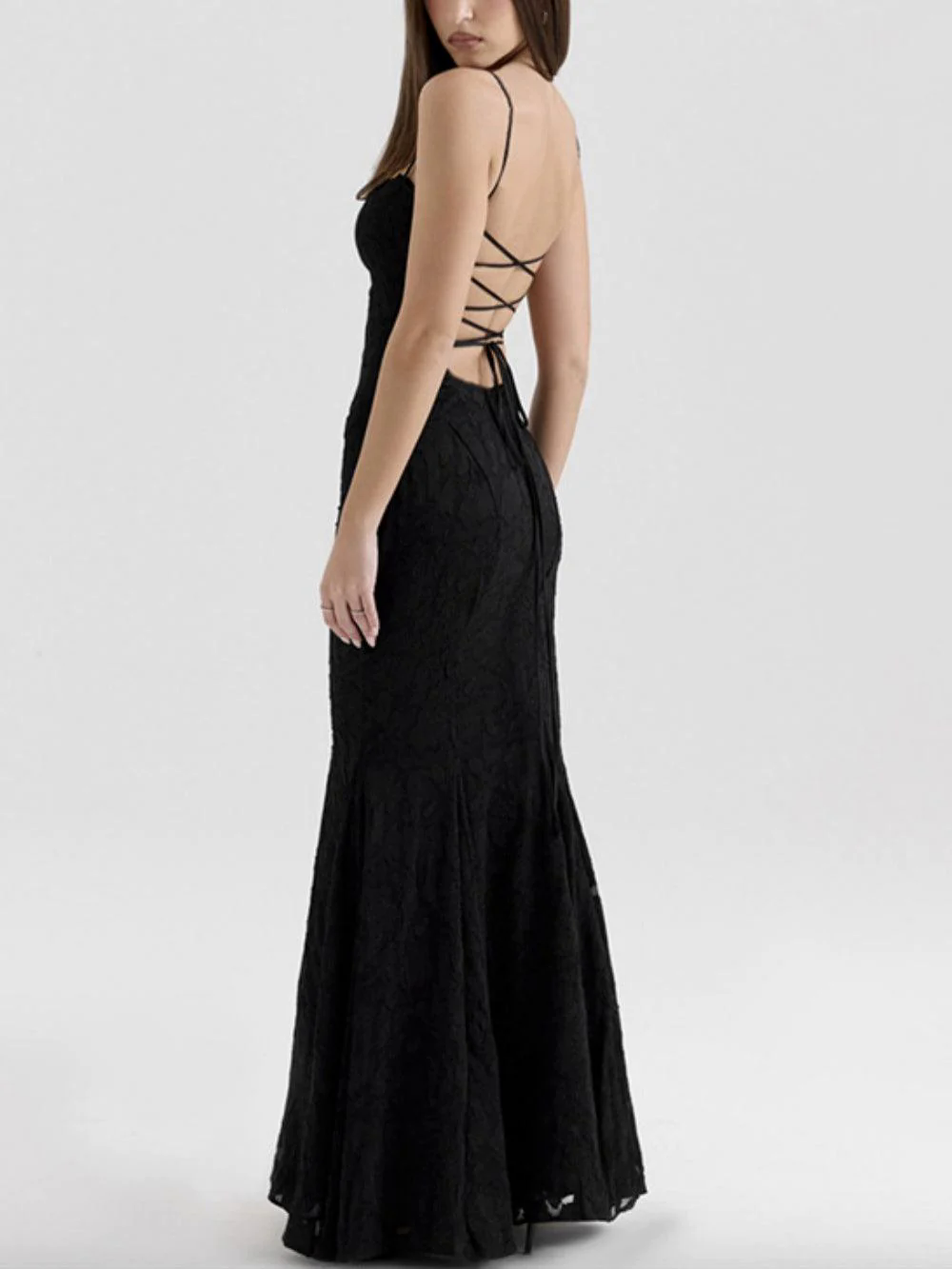 Tie-back fishtail maxi dress