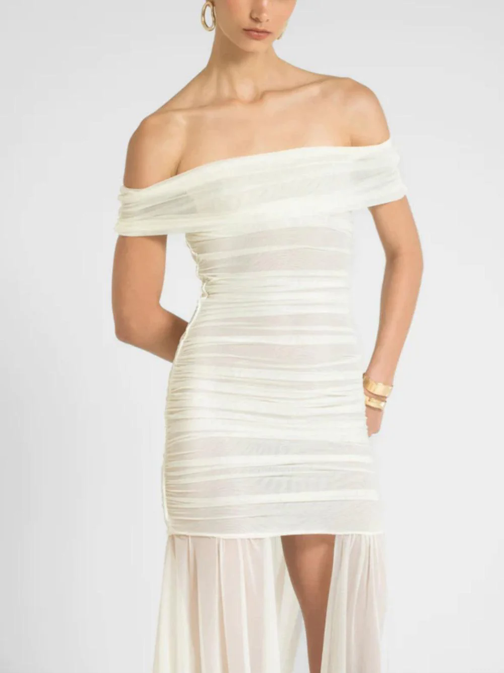 Fashion tube top halter neck waist slim fit solid color dress