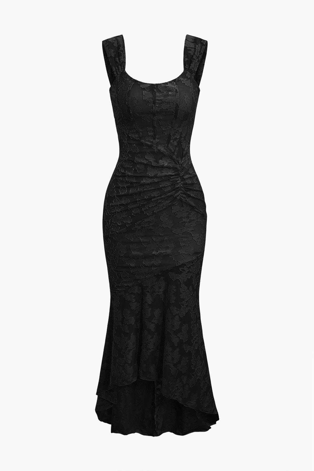 Black bell floral maxi dress